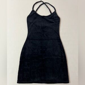 SKIM Velour Logo Halter Mini Velvet Dress
